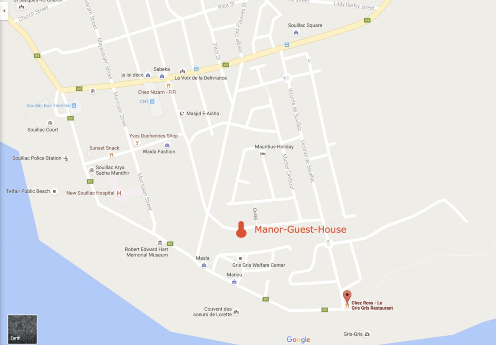 Manor Villa location in Souillac Mauritius